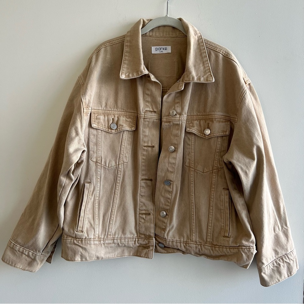 Parke Oversized Denim Jacket Camel Size L/XL
